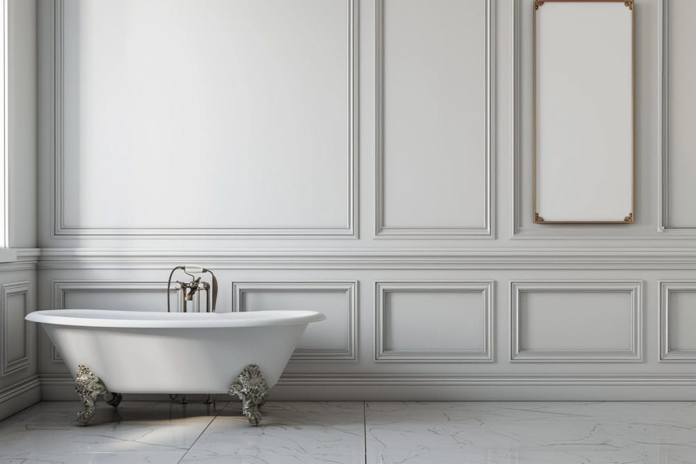 Sztukateria na ścianie w łazience