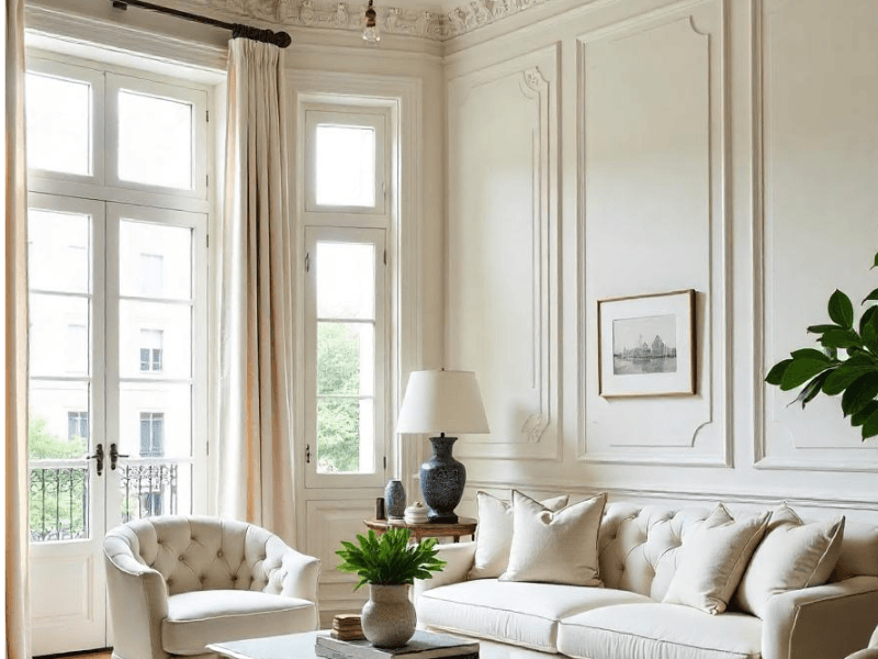 Styl paryski w salonie ze sztukaterią