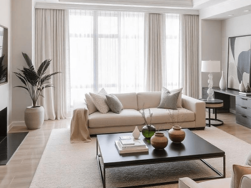 Gzymsy maskujące karnisze w salonie